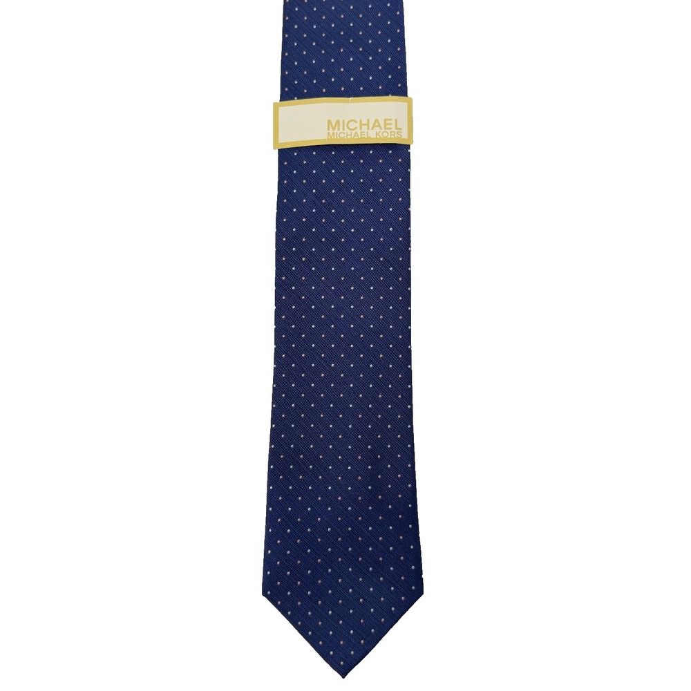 MICHAEL KORS Mira Dot Tie Navy Blue Mens Silk Blend Polka Dot Necktie
